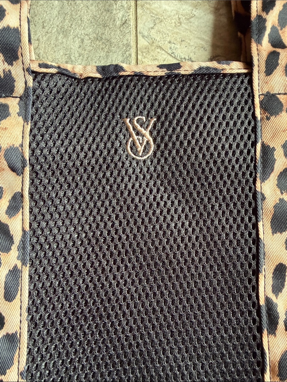 NWT Victoria's Secret Black Tote with Leopard-Print Trim - Picture 5 of 9